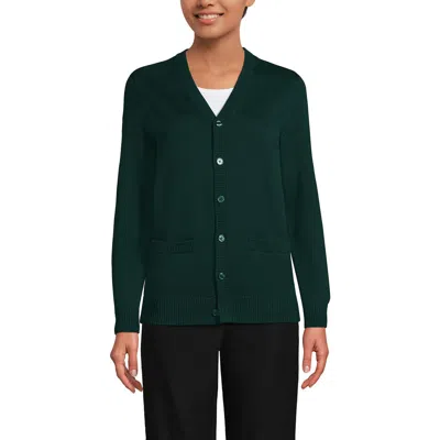 Lands' End School Uniform Adult Legacy Varsity Cardigan In Green
