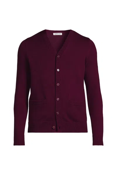 Lands' End School Uniform Adult Legacy Varsity Cardigan In Purple