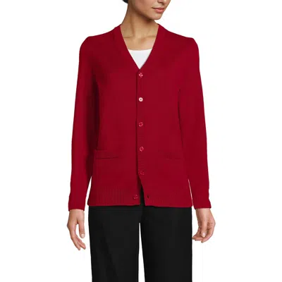 Lands' End School Uniform Adult Legacy Varsity Cardigan In Brown