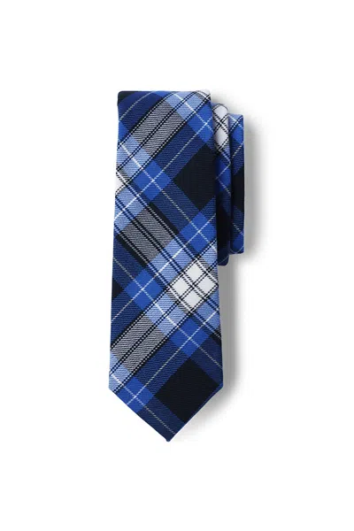 Lands' End School Uniform Adult Plaid To Be Tied Tie In Blue