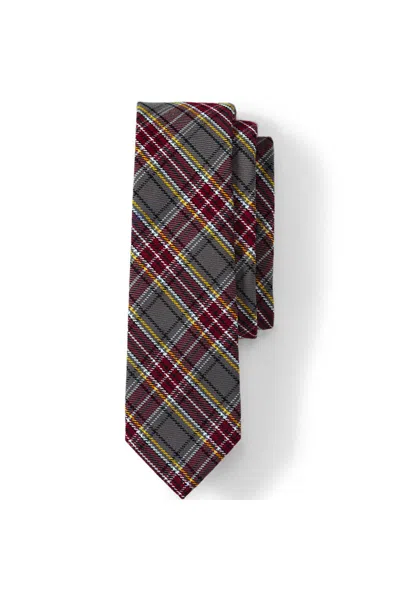 Lands' End School Uniform Adult Plaid To Be Tied Tie In Gray