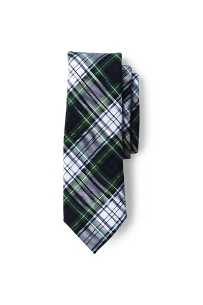 Lands' End School Uniform Adult Plaid To Be Tied Tie In White