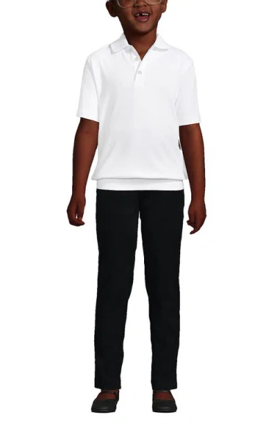 Lands' End School Uniform Big Kids Short Sleeve Banded Bottom Polo Shirt In White