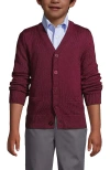 Lands' End Kids'  School Uniform Boys Cotton Modal Button Front Cardigan Sweater In Burgundy