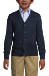 Lands' End Kids'  School Uniform Boys Cotton Modal Button Front Cardigan Sweater In Classic Navy