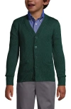 Lands' End Kids'  School Uniform Boys Cotton Modal Button Front Cardigan Sweater In Evergreen