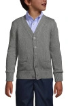 Lands' End School Uniform Boys Cotton Modal Button Front Cardigan Sweater In Pewter Heather