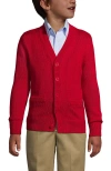 Lands' End Kids'  School Uniform Boys Cotton Modal Button Front Cardigan Sweater In Red