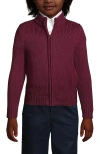 LANDS' END LANDS' END SCHOOL UNIFORM BOYS COTTON MODAL ZIP FRONT CARDIGAN SWEATER