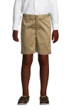Lands' End Kids'  School Uniform Boys Plain Front Blend Chino Shorts In Khaki