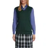Lands' End School Uniform  Cotton Modal Fine Gauge Sweater Vest In Evergreen
