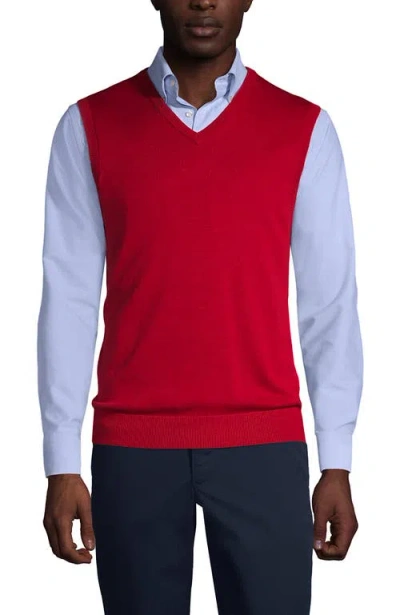 Lands' End School Uniform  Cotton Modal Fine Gauge Sweater Vest In Red