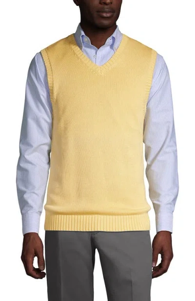 Lands' End School Uniform  Cotton Modal Sweater Vest In Maize