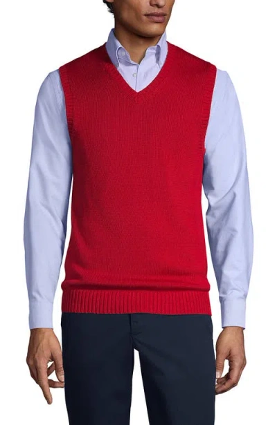 Lands' End School Uniform  Cotton Modal Sweater Vest In Red
