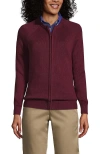 Lands' End School Uniform  Cotton Modal Zip-front Cardigan Sweater In Burgundy