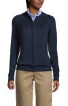 Lands' End School Uniform  Cotton Modal Zip-front Cardigan Sweater In Classic Navy
