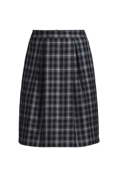Lands' End School Uniform Custom Women's Plaid Pleated Skort Top Of Knee In Gray