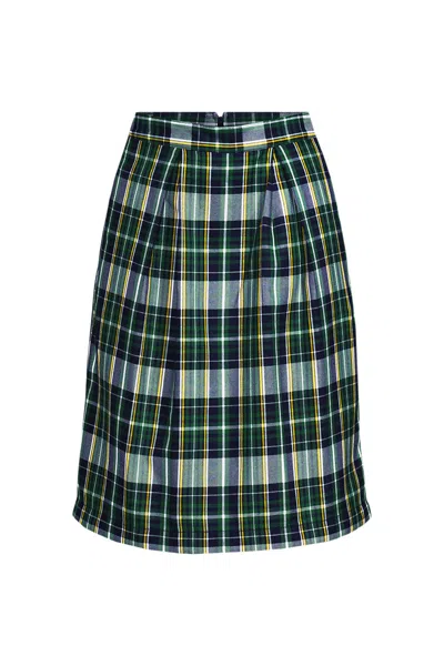 Lands' End School Uniform Custom Women's Plaid Pleated Skort Top Of Knee In White