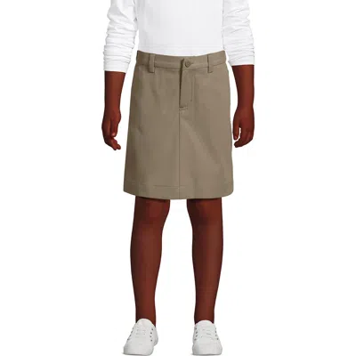 Lands' End Kids'  School Uniform Girls Active Chino Skort Top Of The Knee In Khaki