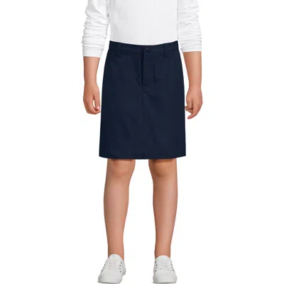 Lands' End Kids'  School Uniform Girls Active Chino Skort Top Of The Knee In Navy