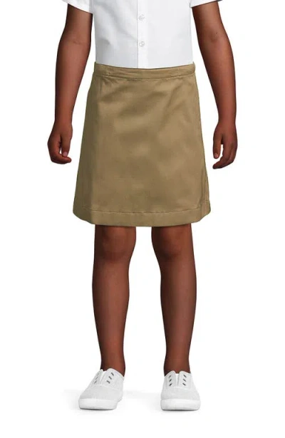 Lands' End Kids'  School Uniform Girls Blend Chino Skort Above Knee In Khaki