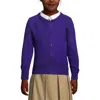 Lands' End Kids'  School Uniform Girls Cotton Modal Cardigan Sweater In Deep Purple