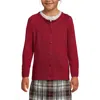 Lands' End Kids'  School Uniform Girls Cotton Modal Cardigan Sweater In Garnet