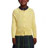 Lands' End Kids'  School Uniform Girls Cotton Modal Cardigan Sweater In Maize
