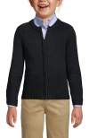 Lands' End Kids'  School Uniform Girls Cotton Modal Zip-front Cardigan Sweater In Black
