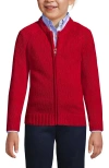 Lands' End School Uniform Girls Cotton Modal Zip-front Cardigan Sweater In Red