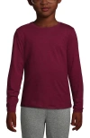 Lands' End Kids'  School Uniform Girls Long Sleeve Essential T-shirt In Burgundy