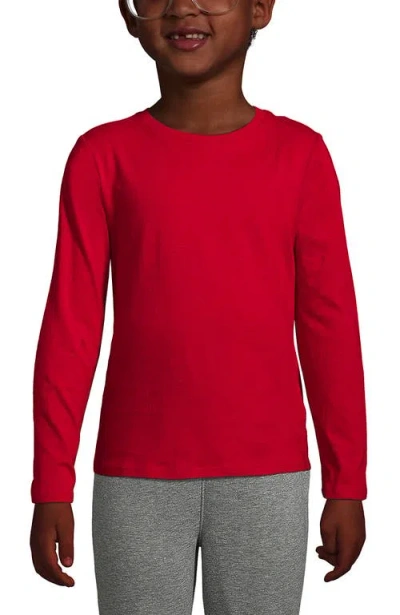 Lands' End Kids'  School Uniform Girls Long Sleeve Essential T-shirt In Red