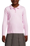 Lands' End Kids'  School Uniform Girls Long Sleeve Feminine Fit Interlock Polo Shirt In Ice Pink