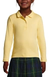 Lands' End Kids'  School Uniform Girls Long Sleeve Feminine Fit Interlock Polo Shirt In Maize
