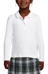 Lands' End School Uniform Girls Long Sleeve Feminine Fit Interlock Polo Shirt In White
