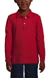 Lands' End Kids'  School Uniform Girls Long Sleeve Feminine Fit Mesh Polo Shirt In Red