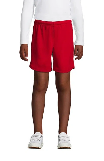 Lands' End Kids'  School Uniform Girls Mesh Gym Shorts In Red