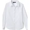 Lands' End Kids'  School Uniform Girls No Gape Long Sleeve Stretch Shirt In Pearl White