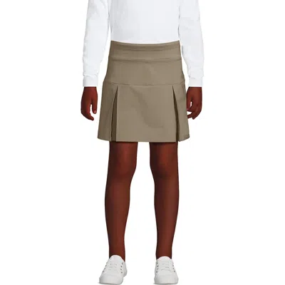 Lands' End Kids'  School Uniform Girls Performance Pleated Skort Above The Knee In Khaki