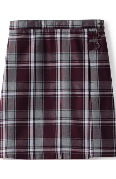 Lands' End Kids'  School Uniform Girls Plaid A-line Skirt Below The Knee In Brown
