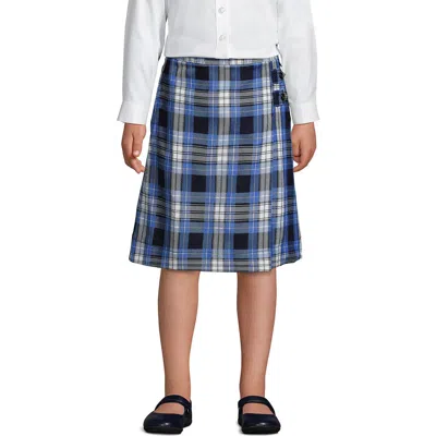 Lands' End Kids'  Girls Plus Plaid A-line Skirt Below The Knee In Clear Blue Plaid