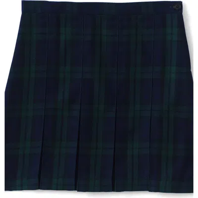Lands' End Kids'  School Uniform Girls Plaid Box Pleat Skirt Top Of The Knee In Blue