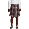 Lands' End Kids'  School Uniform Girls Plaid Box Pleat Skirt Top Of The Knee In Burgundy/gray Plaid