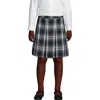 Lands' End Kids'  School Uniform Girls Plaid Box Pleat Skirt Top Of The Knee In White Plaid