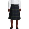 Lands' End Kids'  School Uniform Girls Plaid Pleated Skirt Below The Knee In Hunter/classic Navy Plaid
