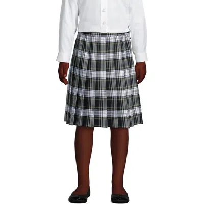 Lands' End Kids'  School Uniform Girls Plaid Pleated Skirt Below The Knee In Green