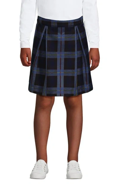 Lands' End Kids'  School Uniform Girls Plaid Skort Top Of Knee In French Blue Plaid