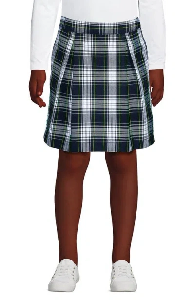 Lands' End Kids'  School Uniform Girls Plaid Skort Top Of Knee In White Plaid
