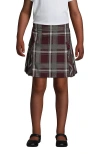 Lands' End Kids'  School Uniform Girls Slim Side Pleat Plaid Skort Above Knee In Burgundy/gray Plaid