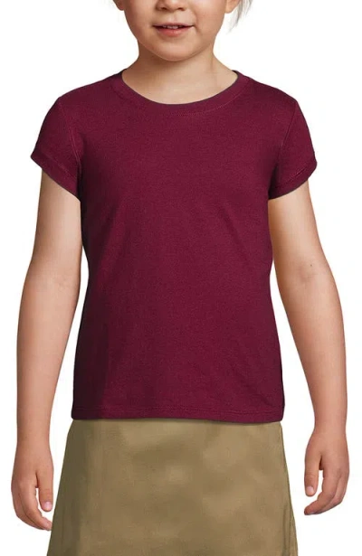 Lands' End Kids'  School Uniform Girls Short Sleeve Essential T-shirt In Burgundy